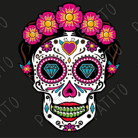 10 CALAVERA CATRINA FRIDAH FLORES ESTILO BORDADO