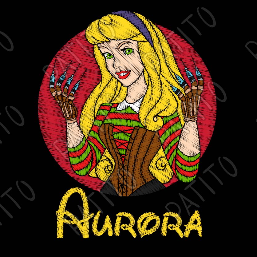 12 PRINCESA AURORA DISFRAZ HALLOWEEN BORDADO