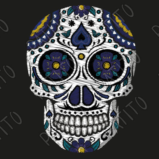 15 CALAVERA ROSTRO FLORES ESTILO BORDADO