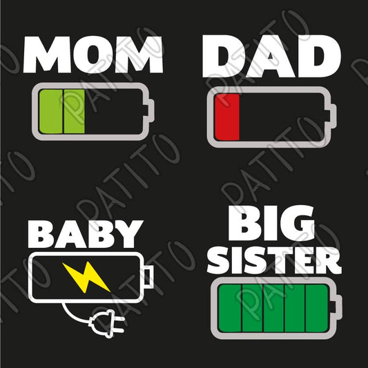 24 mom, dad, big , sister baby vector batery