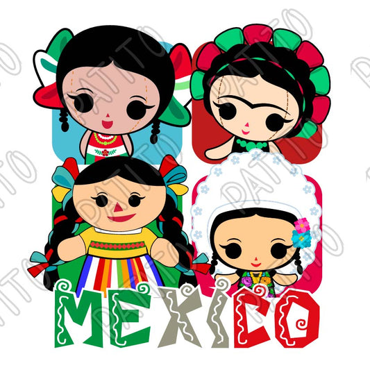 26 MUÑECA MEXICANA RECUADROS COLORIDOS