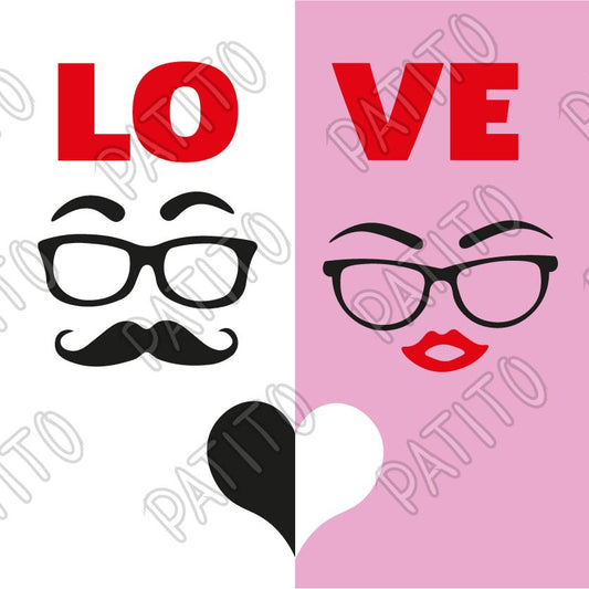 38 love lentes y bigote  pareja y bebe