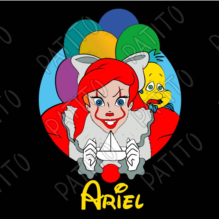 38 ARIEL SIRENITA DISFRAZ ITS PAYASO BORDADO