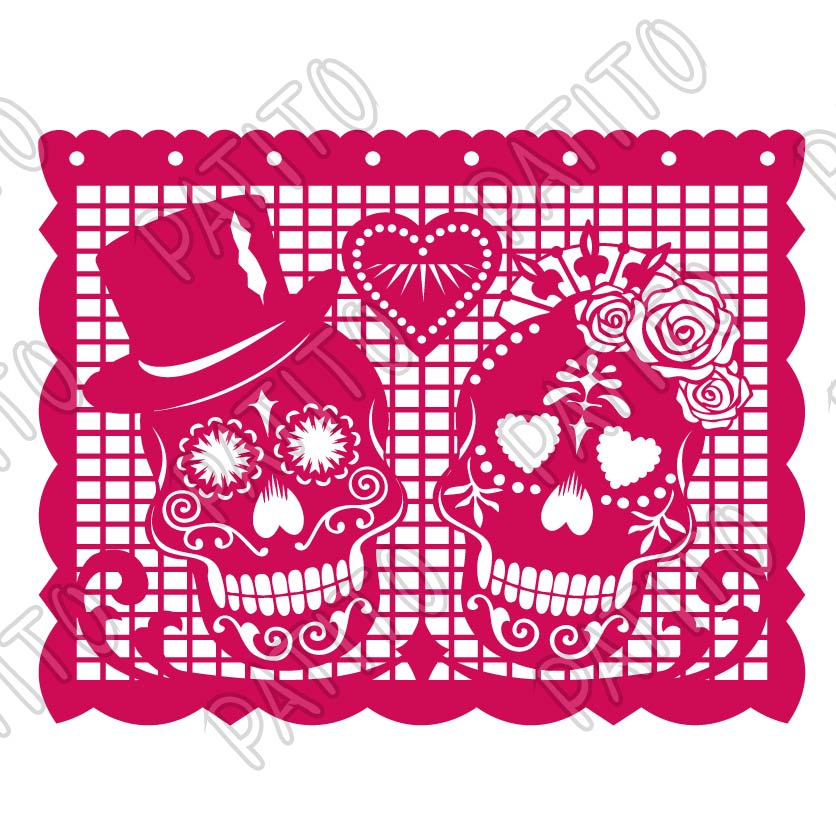 49 VECTOR CALAVERA PAPEL PICADO