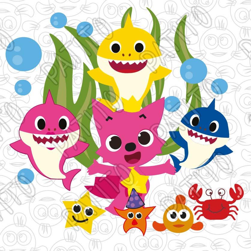 5 BABY SHARK PERSONAJES VECTOR