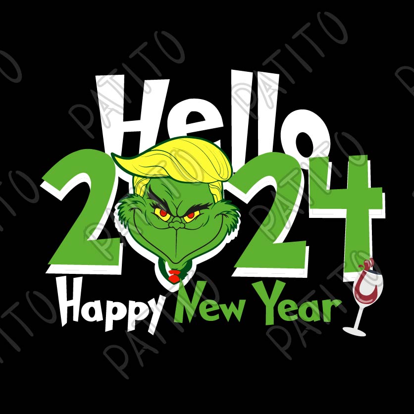 76 HELLO 2024 HAPPY NEW YEAR GRINCH