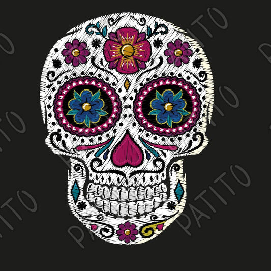 9 CALAVERA CATRINA FLORES ESTILO BORDADO